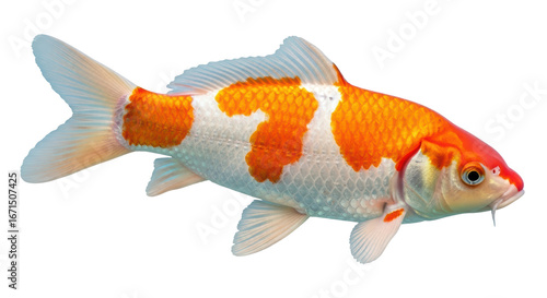 Fotografía Isolated Orange and White Koi Fish