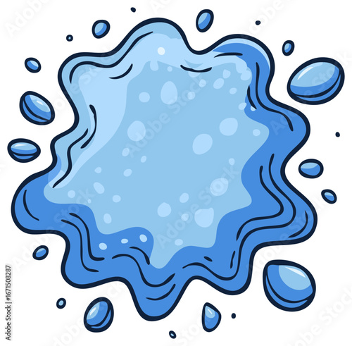 Cartoon Style Splashes of Water Waterdrops Water Spot Illustration Isolated