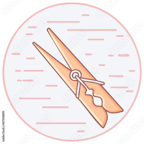 Wooden Clothespin, Laundry Clip, Decorative Circle, Pastel Colors, Illustration