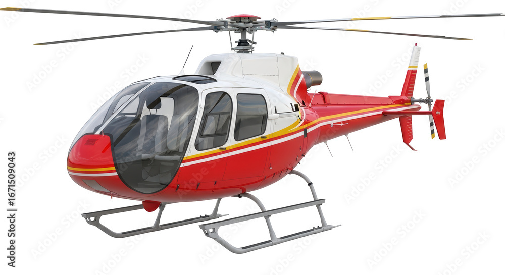 Fototapeta premium Isolated Red and White Helicopter