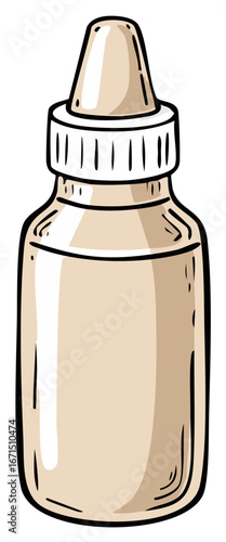 Vector illustration depicting a dropper bottle for beauty or medical purposes.