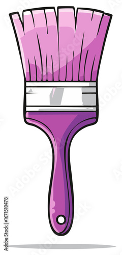Pink paint brush tool with violet handle for applying color vector illustration
