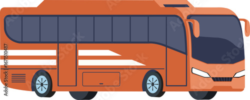 Orange Coach Bus Illustration