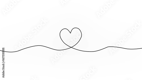Abstract hearts as continuous line drawing on white as background