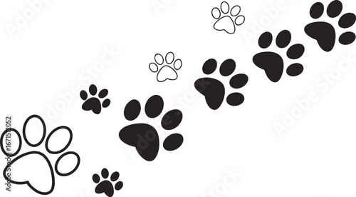 Playful paw prints marking a joyful journey, perfect for pet lovers and animal-themed designs.