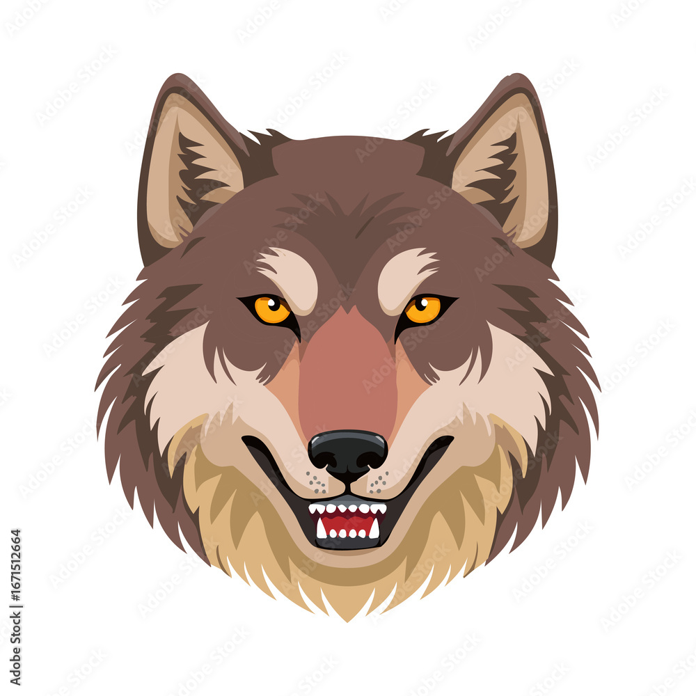 Fototapeta premium wolf's head frontal view, vector illustration