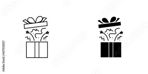Open gift box icon, Vector Illustration, Outlined Icon