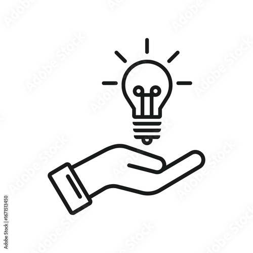 Illustration of Creative Hands giving Light Bulbs line art style Elements business symbol for a inspiration, idea or innovation design