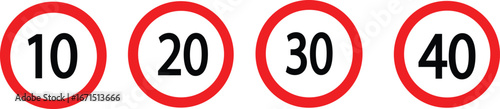 driving speed limit icons. printable traffic signs and symbols vector illustration 