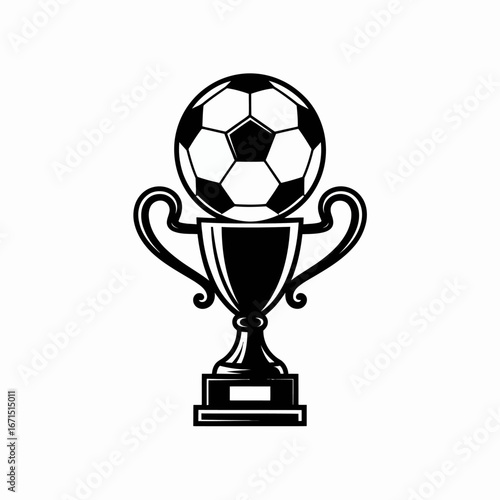 Soccer ball atop a trophy celebrating victory achievement and sportsmanship in competitive games and tournaments showcasing success and team spirit