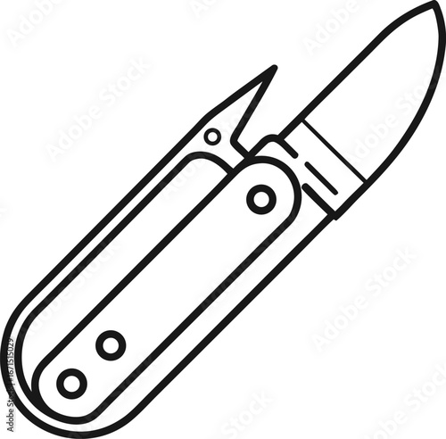 Vector Outline of Pocket Knife