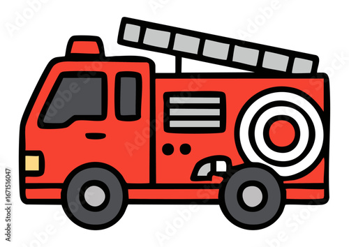 シンプル・かわいい消防車のイラスト