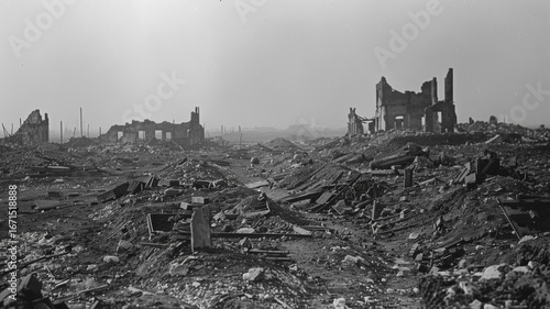 Devastating aftermath of war depicting destruction and ruins