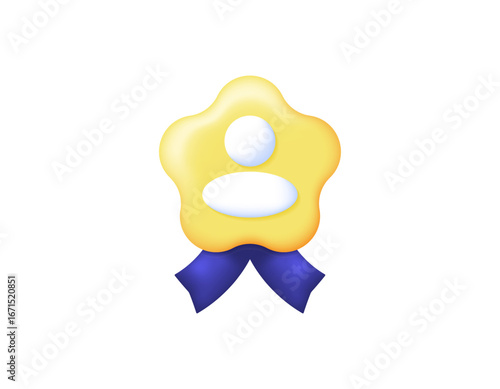 A concept of premium, VIP, and membership accounts. A special and exclusive member label or sign. Privileges and awards. Illustration of medals and account symbols. 3D style vector design. White