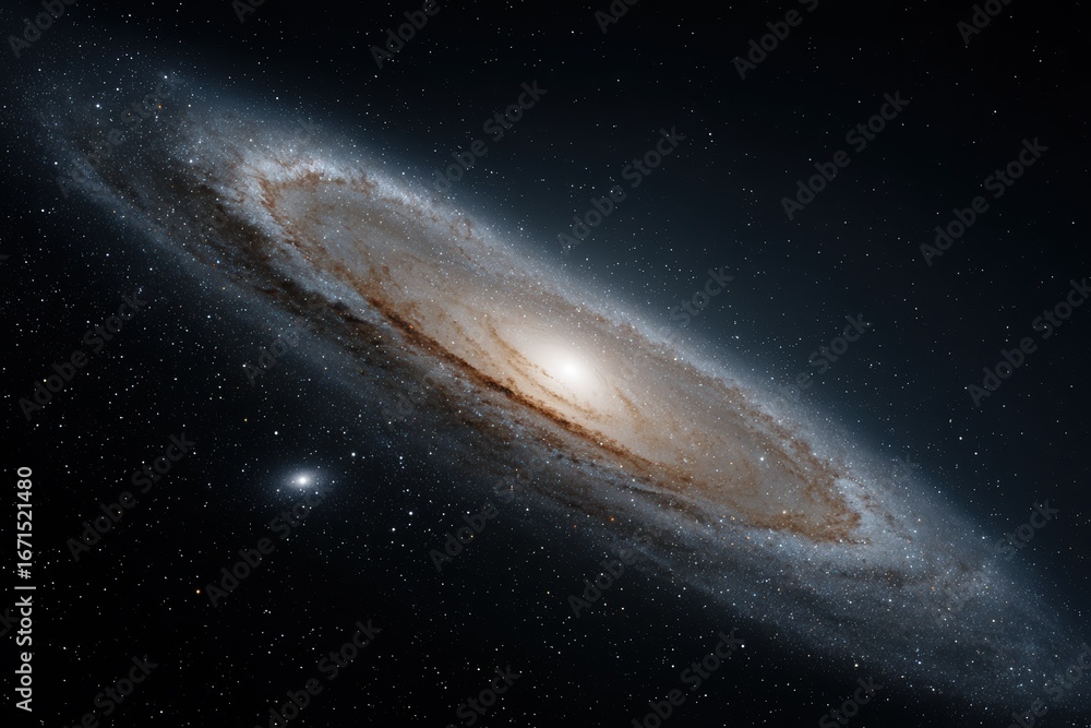 Fototapeta premium Vast Galaxy in Deep Space with Bright Star Cluster