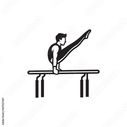 Gymnast performing on parallel bars