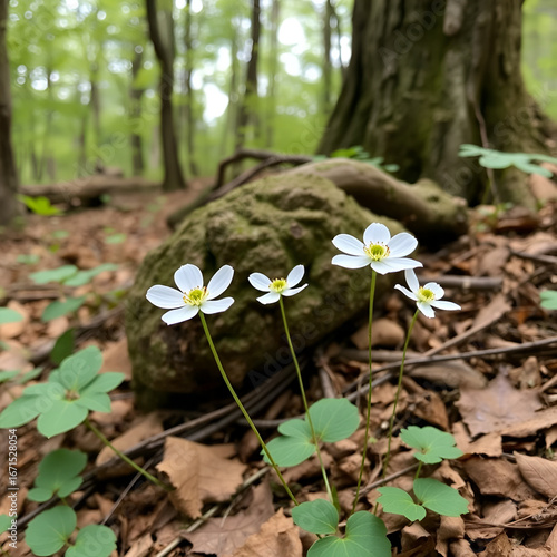 Rue Anemone Wiidflowers in Cloudland Canyon State Park, near Rising Fawn, Georgia.