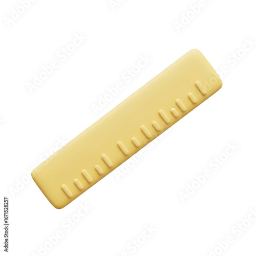 3D Ruler Education Icon in Clean Pastel Clay Style