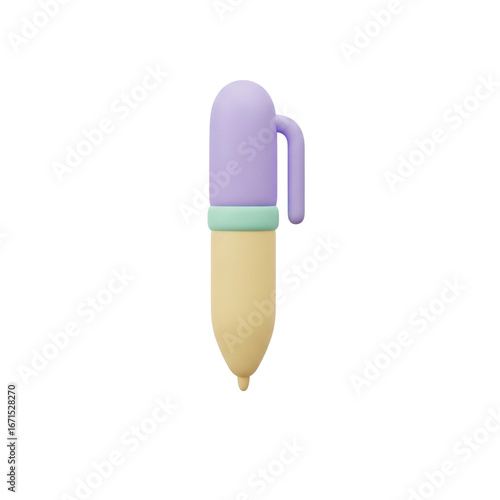 3D Pen Education Icon in Minimal Soft Clay Style