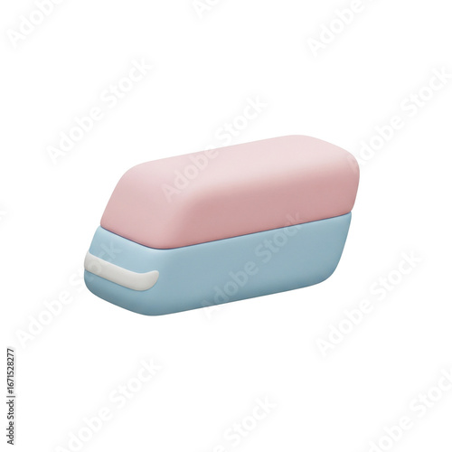 3D Eraser Education Icon in Soft Clay Pastel Design