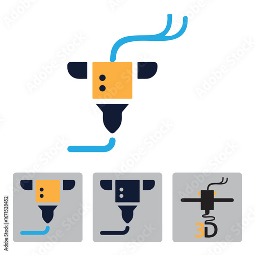 3D Printer Machine Vector Set – Modern Additive Manufacturing and Prototyping Technology