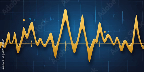 A blue pulsating electrocardiogram line on a monitor shows a healthy heartbeat