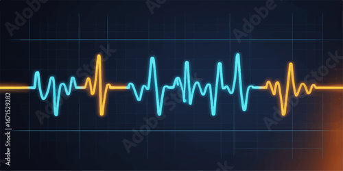 The pulsing green EKG line on a medical monitor illustrates a healthy heartbeat rate, symbolizing life and health