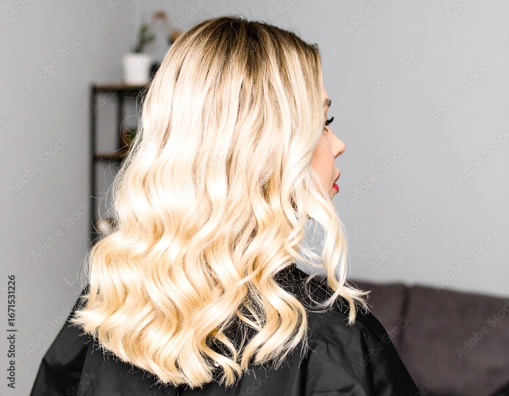 Naklejka premium Blonde woman's wavy hair