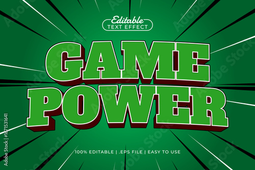 game power editable text effect with a game and play text style
