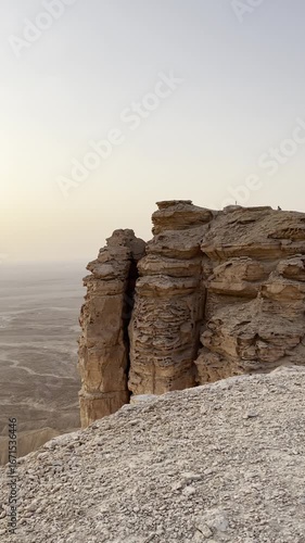 Sunset View of Edge of the World Cliffs near Riyadh, Saudi Arabia