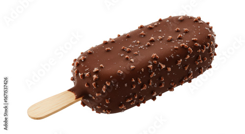 Indulgent Chocolate Covered Ice Cream Bar with Crunchy Nut Coating