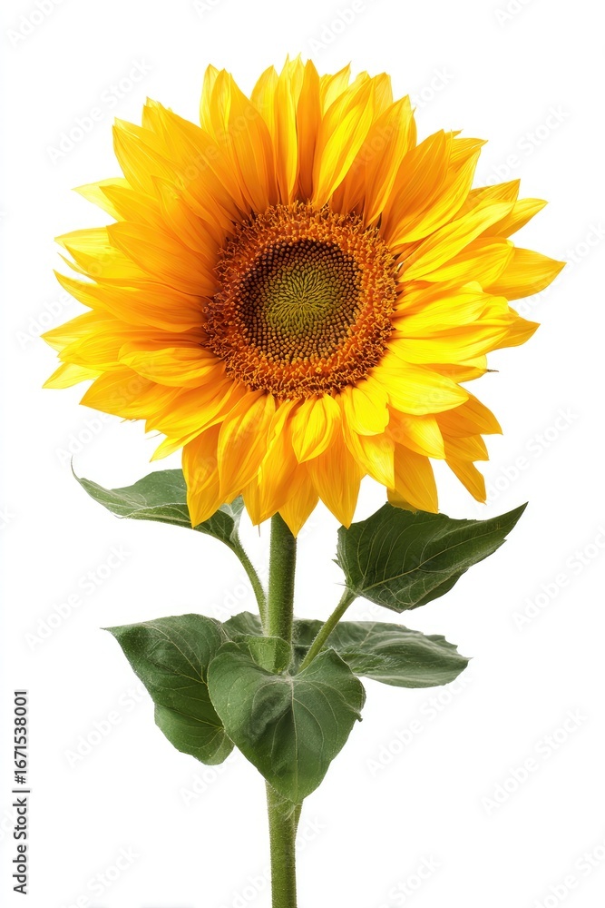 Obraz premium Single sunflower against white background (1)