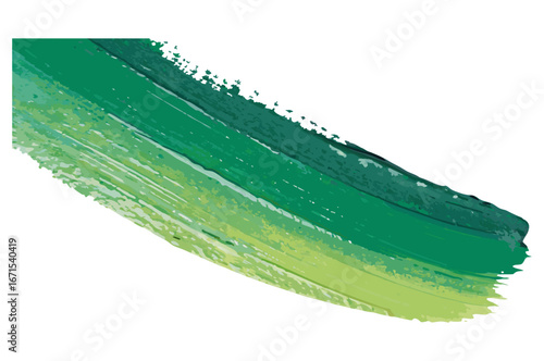 Green paint stroke on transparent background creating gradient from dark green to light green for packaging and label design