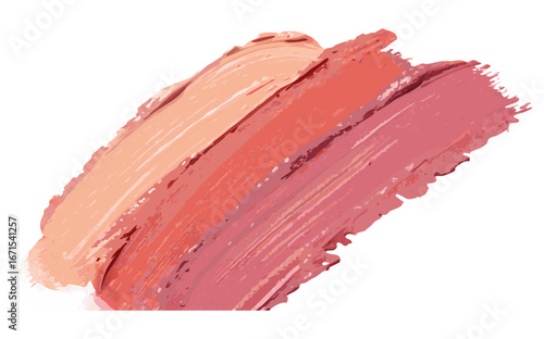 Peach and pink textured lipstick strokes form abstract composition on transparent background for beauty packaging and makeup branding and product mockups for cosmetic labels and social media assets