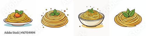 Spaghetti vector icon collection with clean lines and modern minimal style.