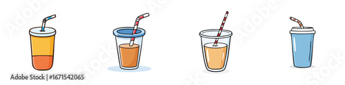 drinking vector illustration set featuring detailed, colorful design elements.