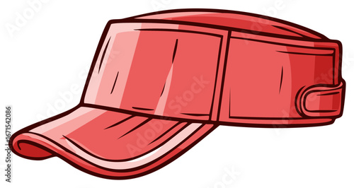 Cartoon style red visor illustration. Headwear for sun protection, sport and leisure