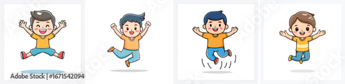 jumping vector illustration set featuring detailed, colorful design elements.