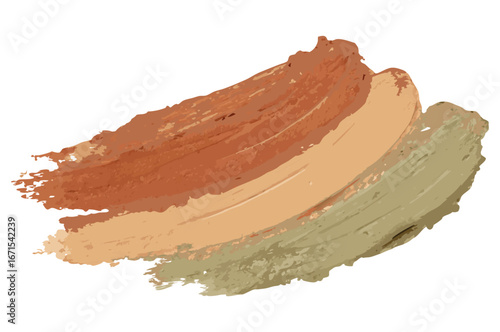 Layered brushstrokes in orange green and beige on transparent background creating vibrant textured visual element for packaging and web design for packaging and label design for brand visuals