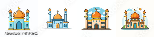 mosque vector pack in contemporary style with balanced composition.