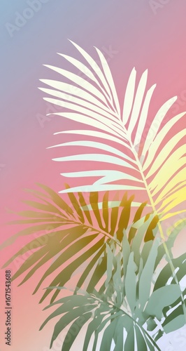 Soft tropical plant illustration on a gradient background