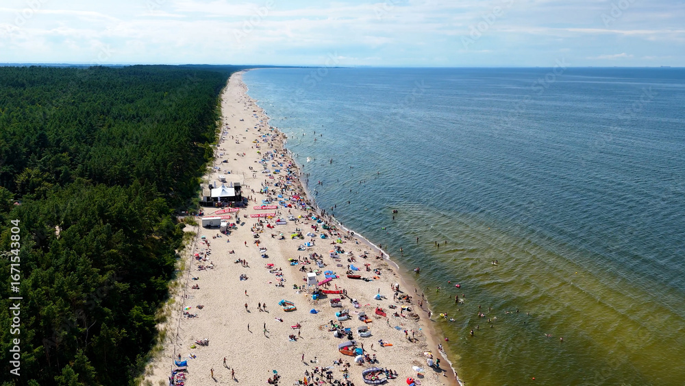 Obraz premium coast beach view from above Baltic Sea Stegna Poland