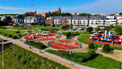 Photos children's playground view from above Tczew Poland