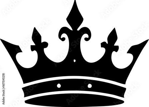 black crown silhouette vector, crown icon, crown vector illustration black and white
