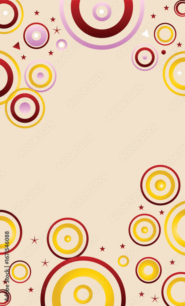 Fototapeta premium Abstract Geometric Composition with Concentric Circles and Starbursts – Modern Decorative Design