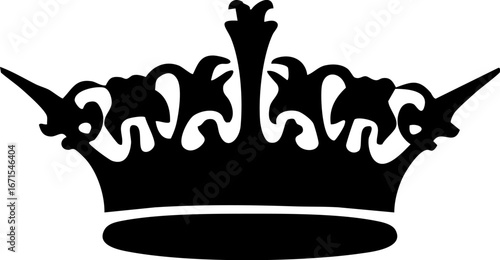 black crown silhouette vector, crown icon, crown vector illustration black and white