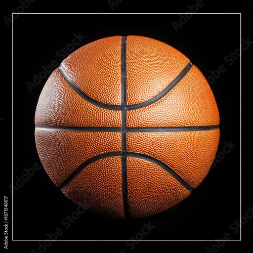 Close-up of a basketball on black background