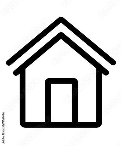 House icon with double roof in black outline style