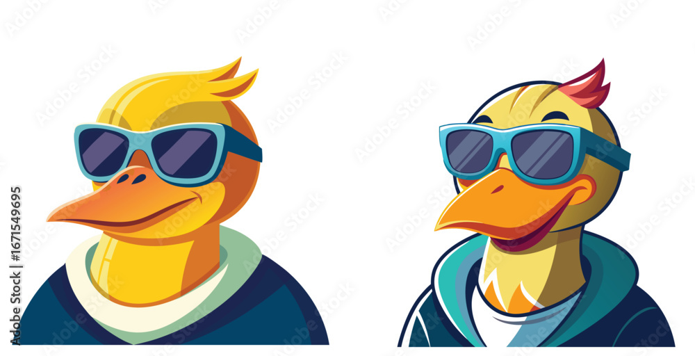 Fototapeta premium Laid Back Duck with Cool Sunglasses Fashionable Vector Art Design