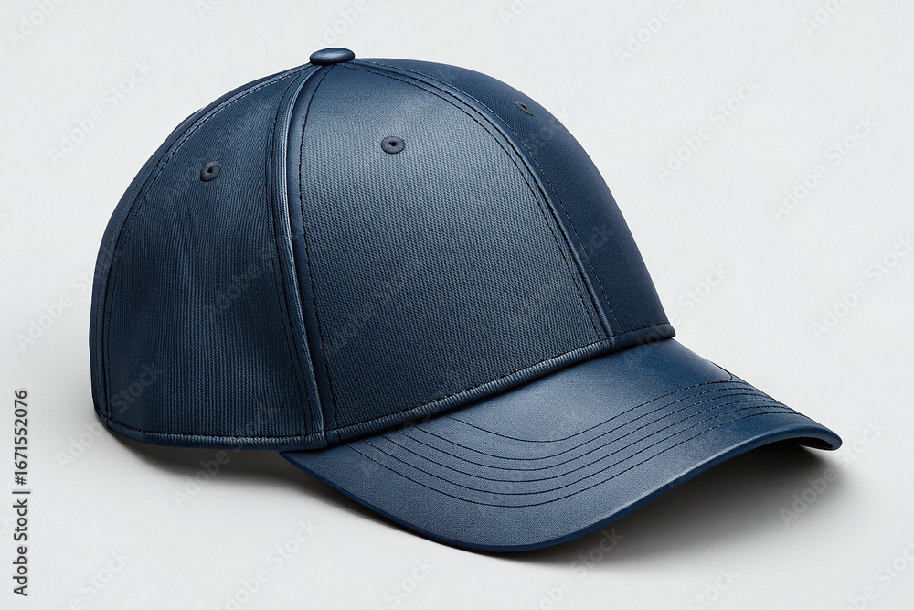 Fototapeta premium Blue baseball caps mockup on a grey background, front side.